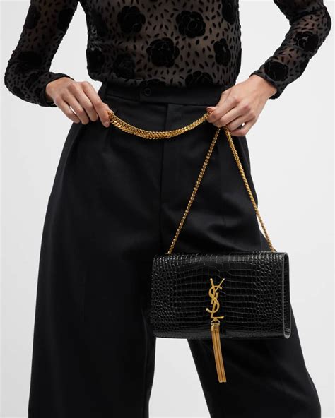 Saint Laurent Kate Monogram YSL Medium Crocodile